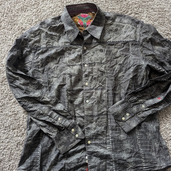 Robert Graham Black/Grey Textured Shirt - Picture 1 of 6